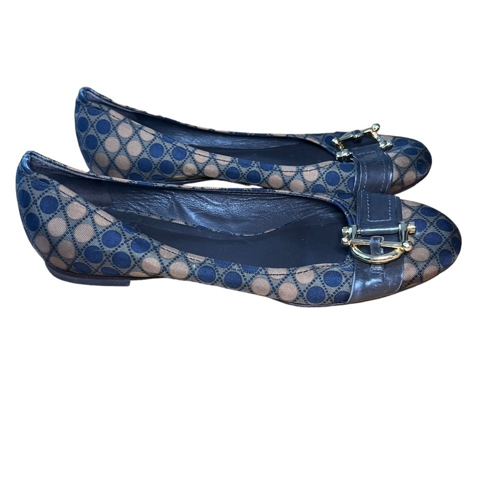 TORY BURCH Noel Satin Horsebit Polka Dot Flats - Picture 4 of 6